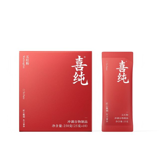 13180967.喜纯五红粉有糖/无糖(25g/袋*10/盒)五红汤免煮即食早晚代餐粉红枣枸杞营养新年送礼走亲戚