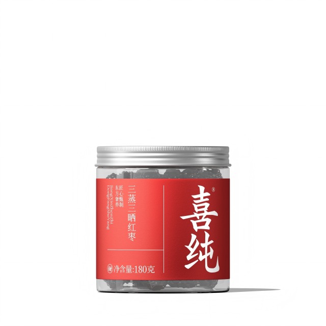 13179082.喜纯三蒸三晒红枣(180g/瓶)即食红枣干新疆若羌特级大枣无添加180g养生小吃