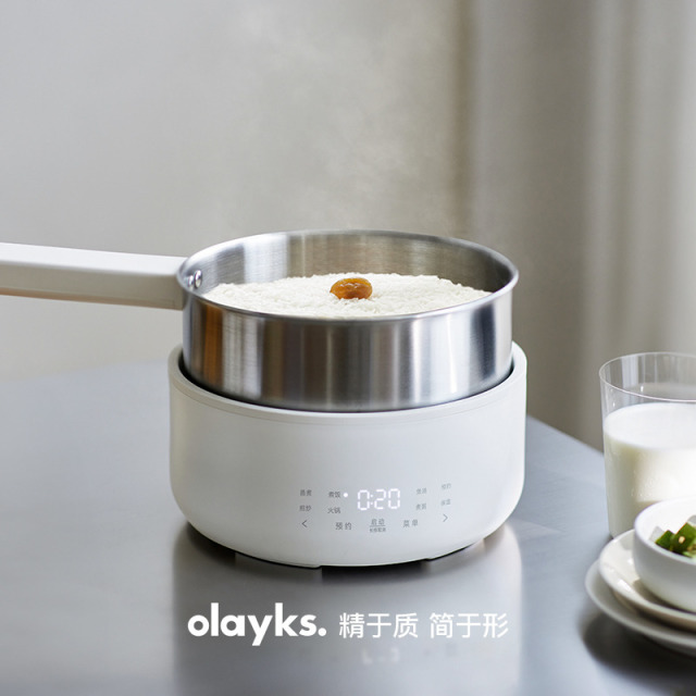 13618187.olayks立时小钢灶2.5L不锈钢电煮锅0涂层分体式全钢火锅家用多功能小型蒸煮烹饪锅具火锅