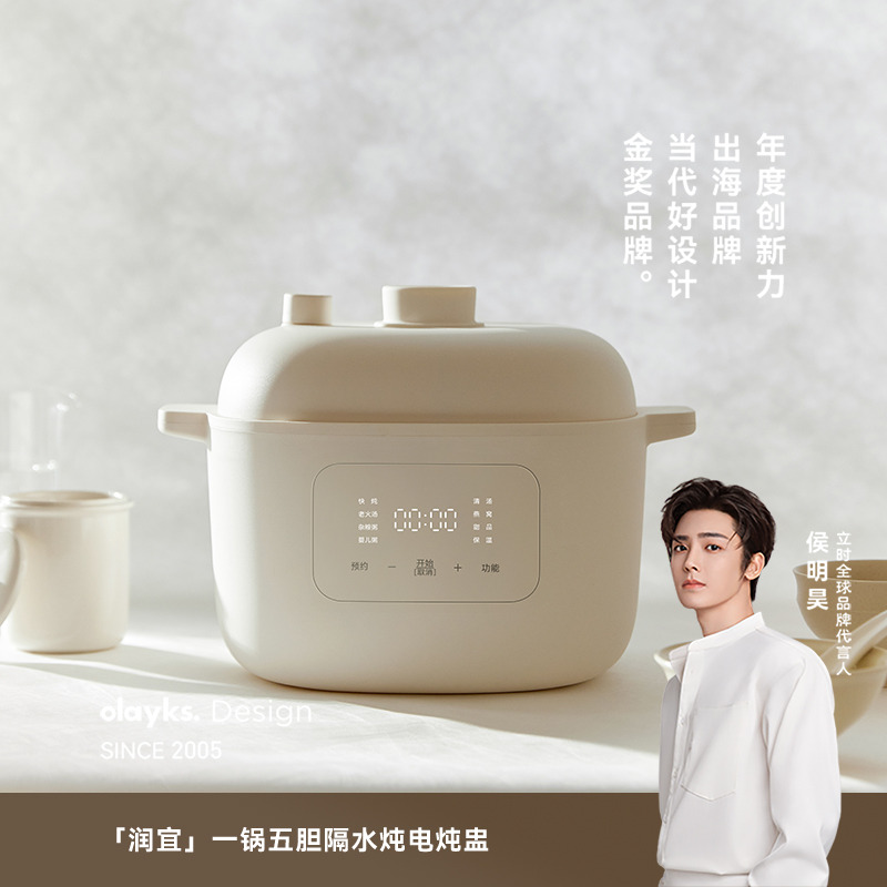 13473100.olayks立时电炖锅煮粥锅陶瓷辅食锅煲汤燕窝电炖盅隔水炖家用蒸锅