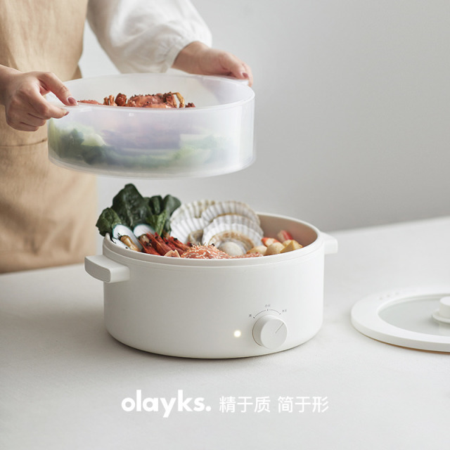 13618269.olayks立时出口原款5L电火锅家用大容量电煮锅电炒锅多功能大火力烹饪锅具火锅