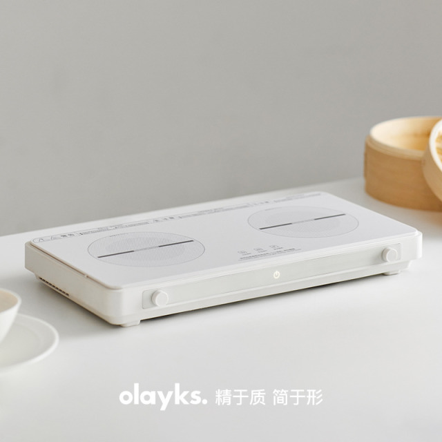13618193.olayks立时IH双灶电磁炉家用大功率多功能火锅炒菜炒锅奶锅可用