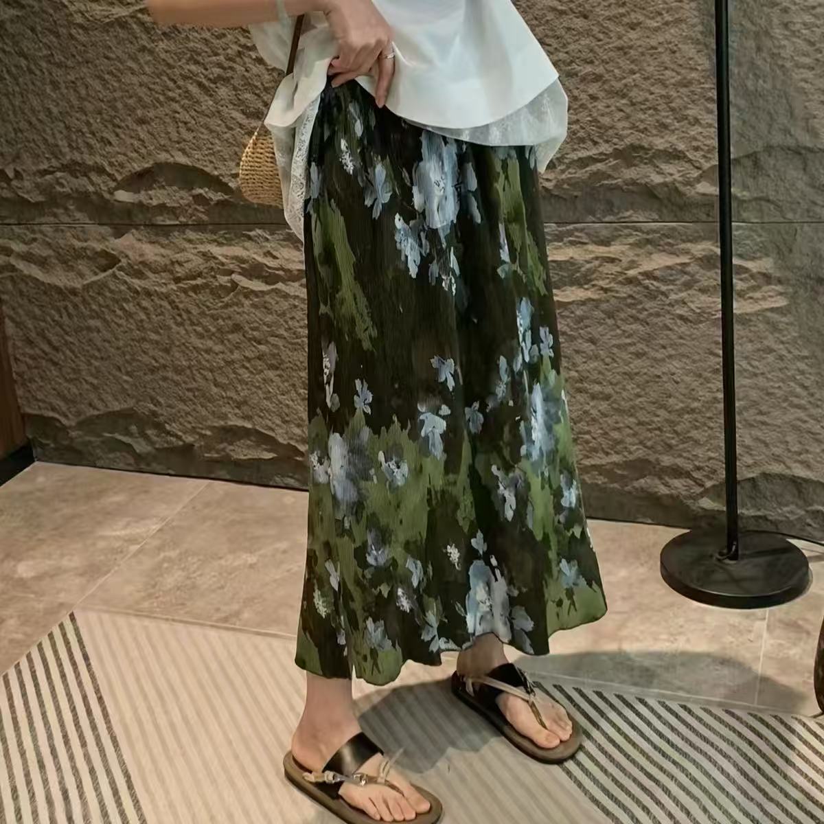 13630227.【雅薇吉】夏季水墨印花长裙