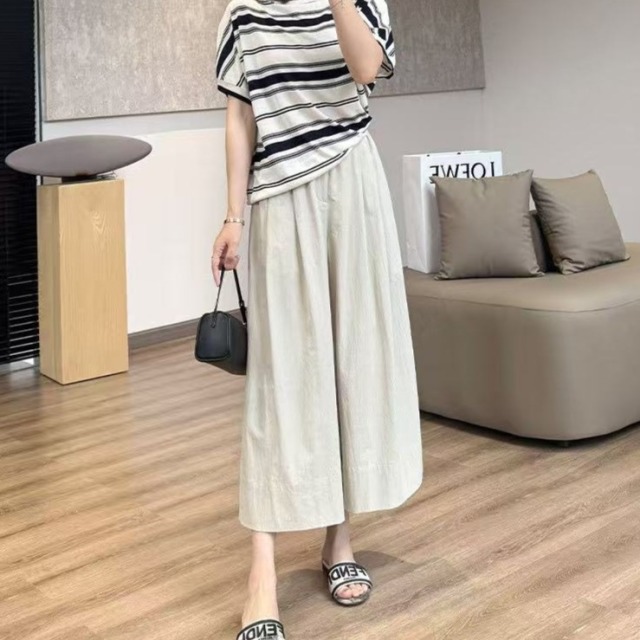 13686838.【雅薇吉】桑蚕丝莫代尔小蛮腰双褶8分裙裤8852