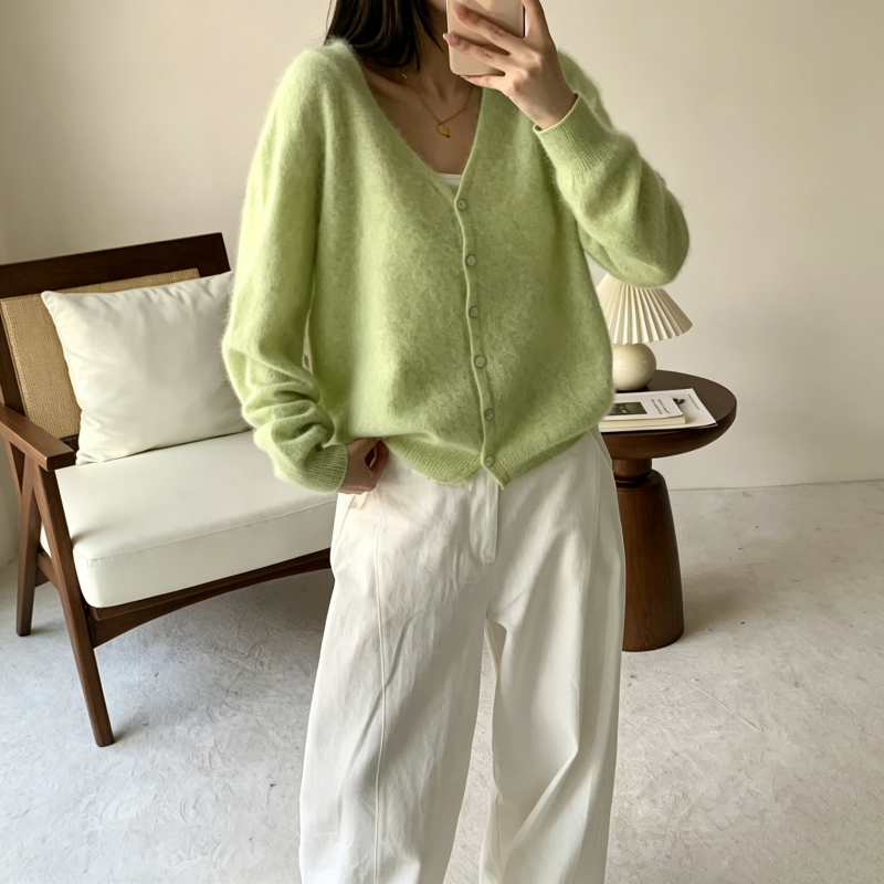 13836460.【雅威吉】秋冬女式v领开衫毛衣