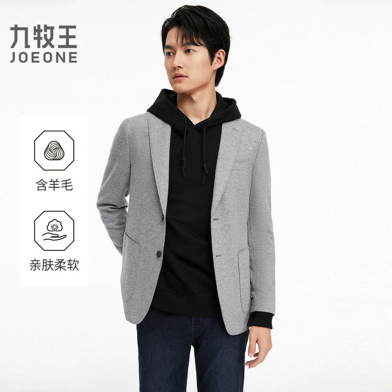13162134.九牧王男装【轻弹羊毛】男装西服羊毛婚宴舒适商务正装西服