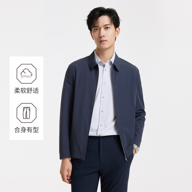 13189132.九牧王男装【防水】休闲行政夹克舒适上衣时尚百搭通勤外套