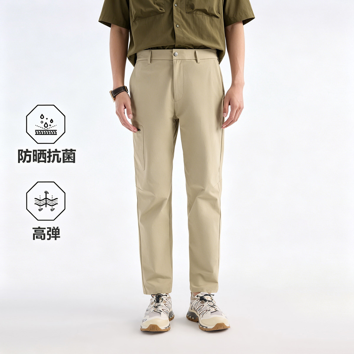 13654492.九牧王高弹户外休闲裤轻薄抗皱透气男士中青年户外长裤