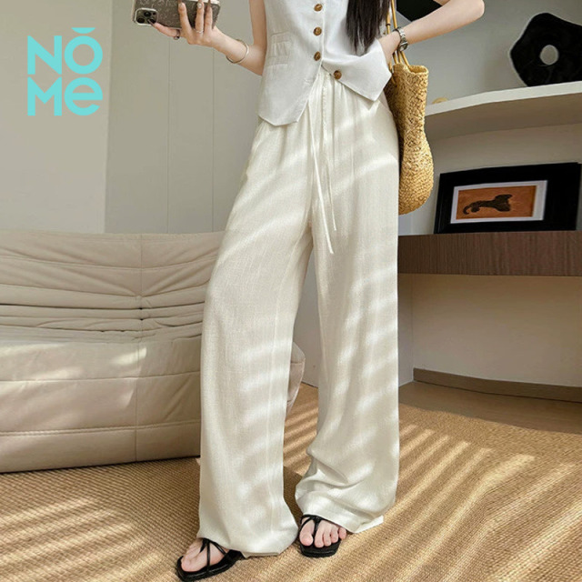 13159810.NOME新款亚麻阔腿裤女夏高腰松弛感棉麻宽松休闲裤阔腿裤