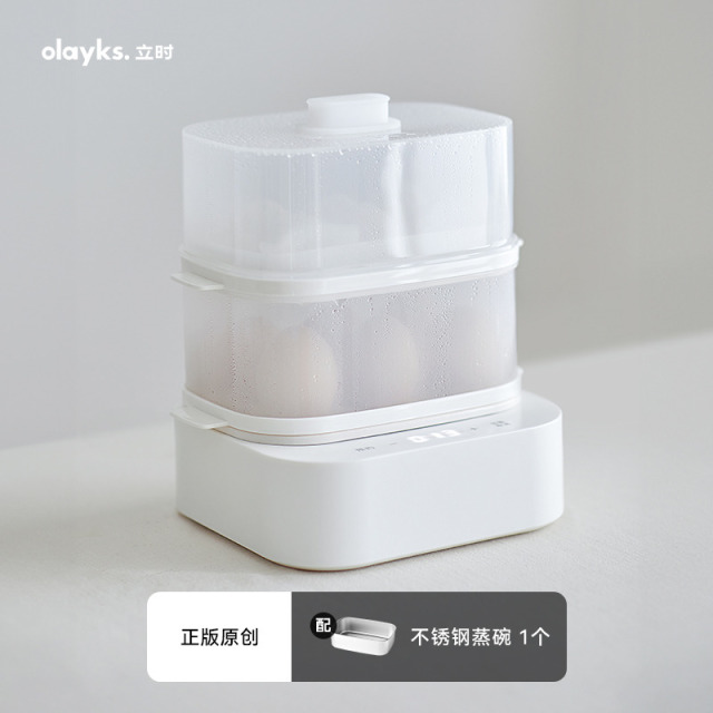 13478278.olayk立时智能蒸蛋器双层蒸盒小蒸锅早餐机可预约定时智能菜单蒸蛋机早餐蒸锅