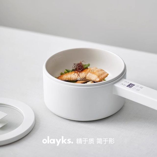 13469510.olayks立时小白锅不锈钢内胆电煮锅煎炒不粘多功能可做辅食锅宿舍必备学生可用烹饪锅具火锅