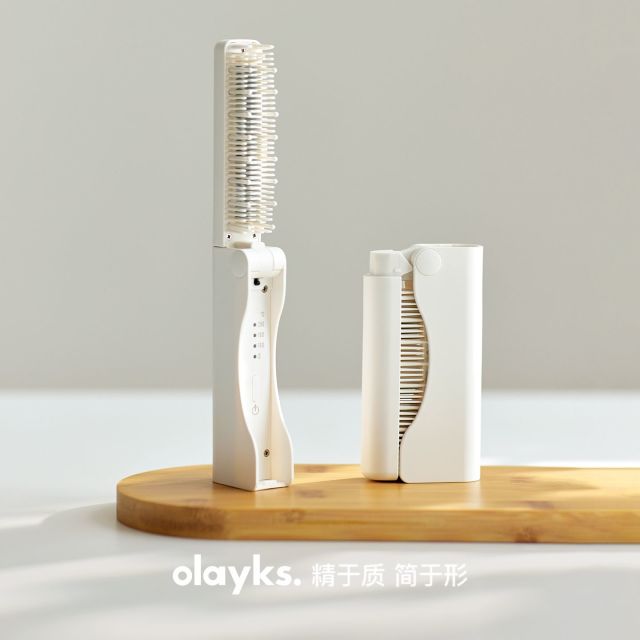 13775341.【秋季上新】olayks立时舒柔折叠直发梳无线随身迷你造型等离子不伤发高颅顶电热梳美发仪