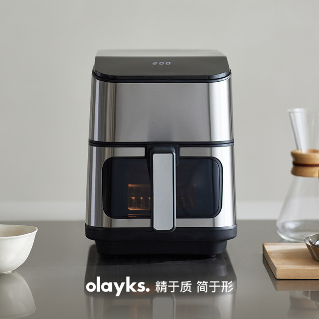 13618123.olayks立时空气炸锅家用5L大容量免翻面全金属内腔电炸锅炸烤箱烹调锅具蒸锅