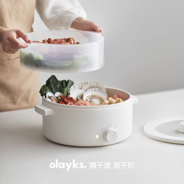 13618269.olayks立时出口原款5L电火锅家用大容量电煮锅电炒锅多功能大火力烹饪锅具火锅