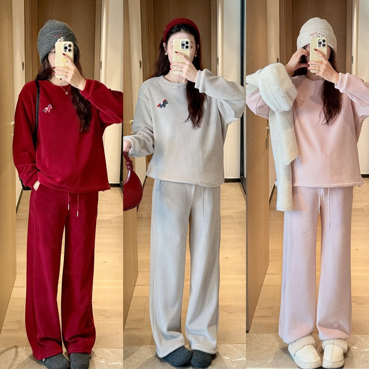 13639453.十月名裳孕妇套装加绒秋冬季孕妇装显瘦宽松纯色百搭卫衣两件套