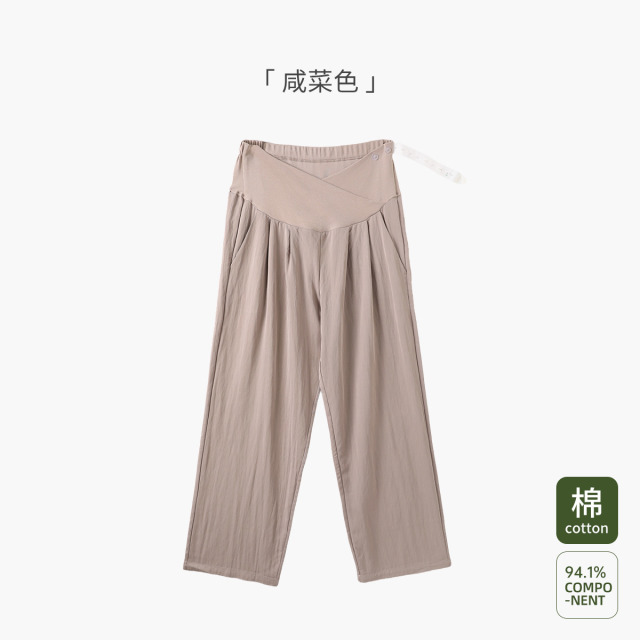 13686821.十月名裳孕妇裤子春夏薄款时尚外穿交叉直筒阔腿裤宽松大码休闲山本裤