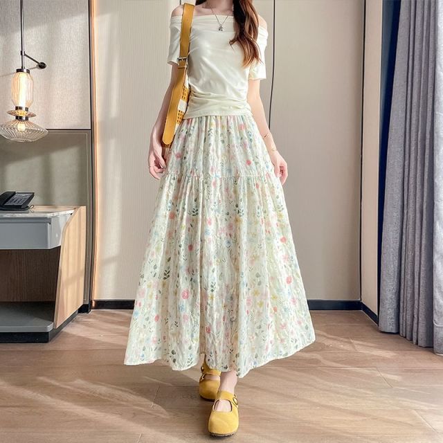 13750163.SUIXI随系-温柔碎花高腰显瘦款刺绣清新大摆伞裙