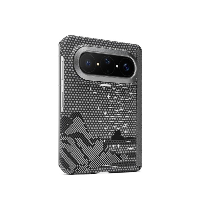 13728590.适用华为PuraXMax碳钎维纹金属镜框外壳X5 典藏版素皮中轴编织防摔硬壳X5/X6/X7肤感磨砂x7典藏版保护套