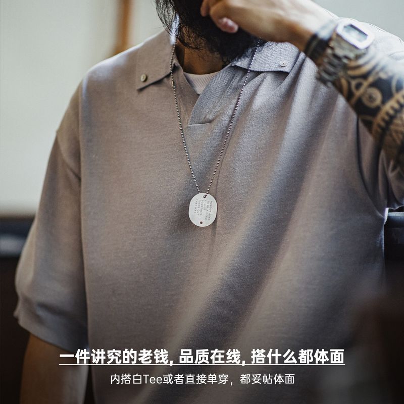 13588507.马登【含亚麻+莱赛尔】复古高品质老钱风半袖宽松短袖t恤男夏 浅灰色服饰