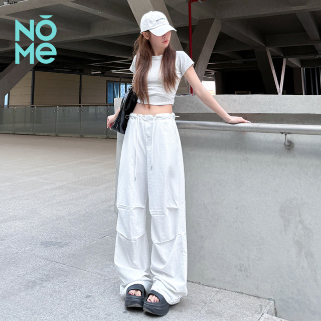 13477222.NOME爆款工装降落伞裤高腰抽绳设计夏季薄款透气耐磨抗皱休闲阔腿裤