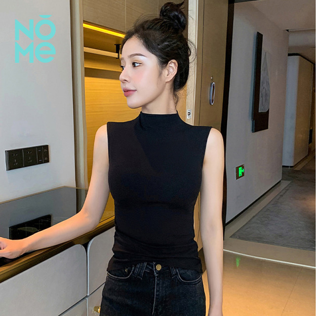 13520493.NOME爆款半高领螺纹无袖背心女春秋新款修身显瘦内搭打底衫百搭上衣