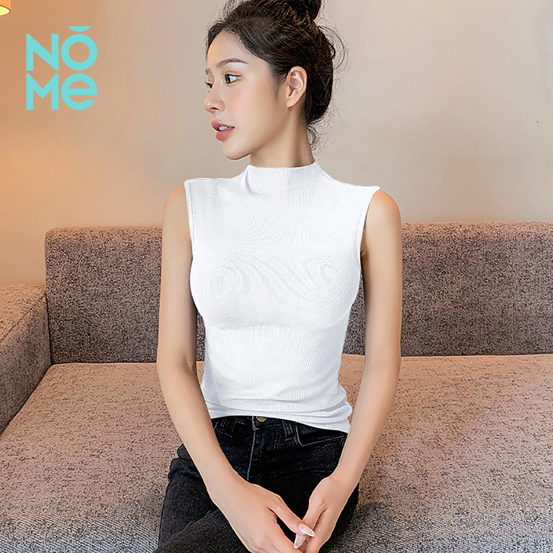 13520493.NOME爆款半高领螺纹无袖背心女春秋新款修身显瘦内搭打底衫百搭上衣