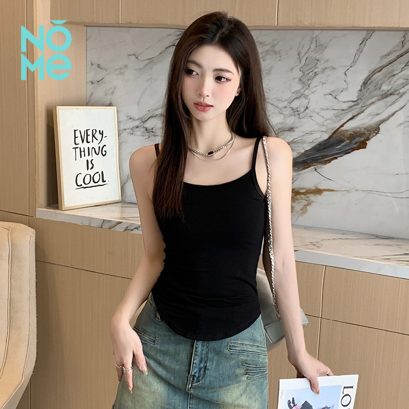 13520513.NOME新款修身吊带背心女夏季新款黑色弧形下摆显瘦内搭外穿打底衫