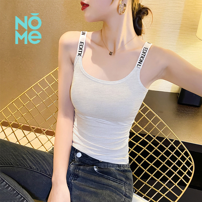 13520025.NOME新款韩系字母肩带吊带背心女白色修身显瘦百搭内搭外穿无袖上衣