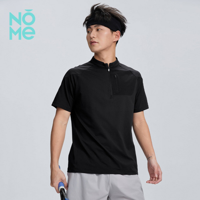 13523408.NOME爆款冰感速干运动T恤夏季新款立领半拉链透气短袖上衣