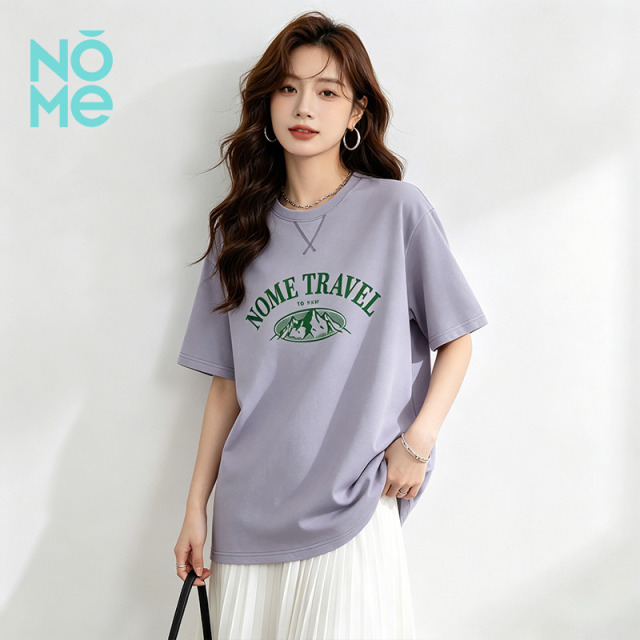 13523547.NOME爆款复古山脉印花短袖T恤男女夏季新款云感亲肤宽松百搭上衣