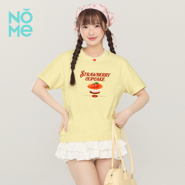 13532458.NOME爆款印花圆领短袖T恤女夏季新款亲肤柔软甜妹风百搭宽松上衣
