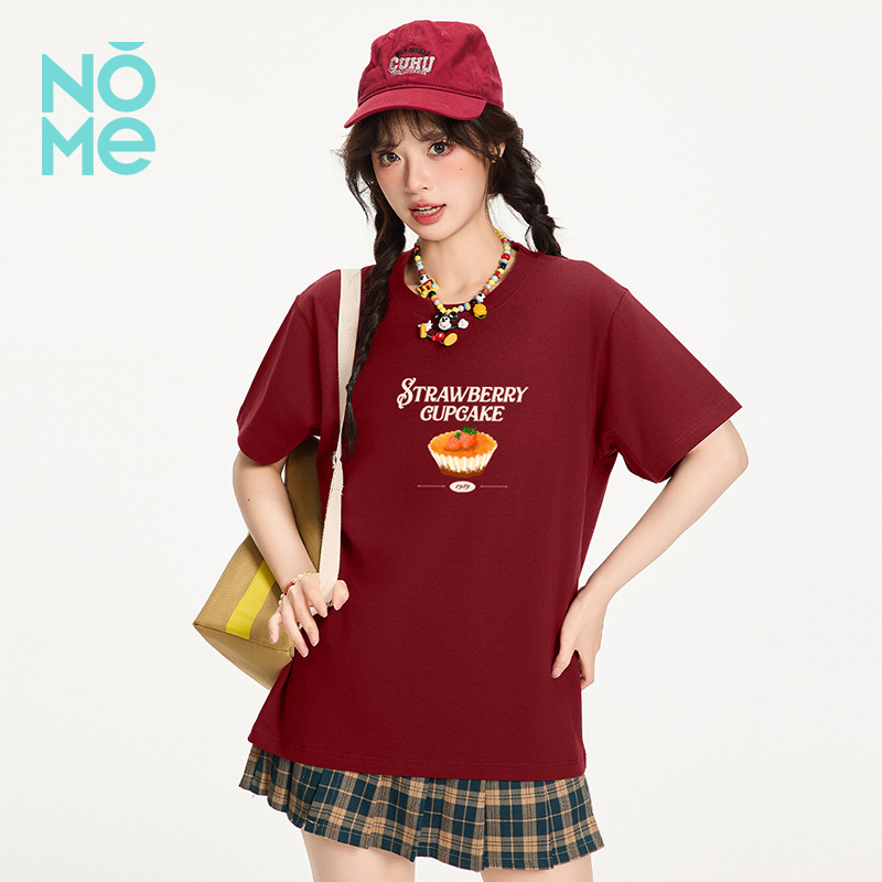 13532458.NOME爆款印花圆领短袖T恤女夏季新款亲肤柔软甜妹风百搭宽松上衣