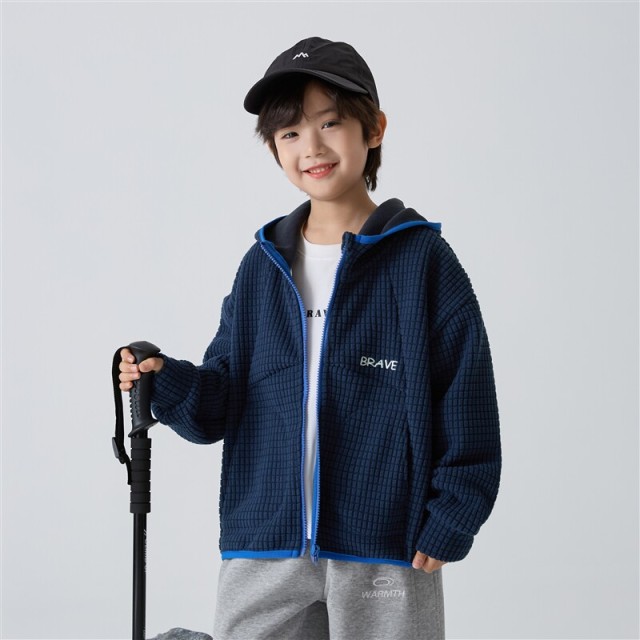 13692516.海妈家童装男童外套春装2026新款男孩衣服奥粒绒早春儿童连帽上衣