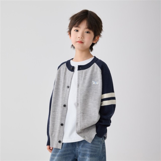 13692430.海妈家童装男童针织开衫儿童春装抗起球外套2026春季新款中大童上衣