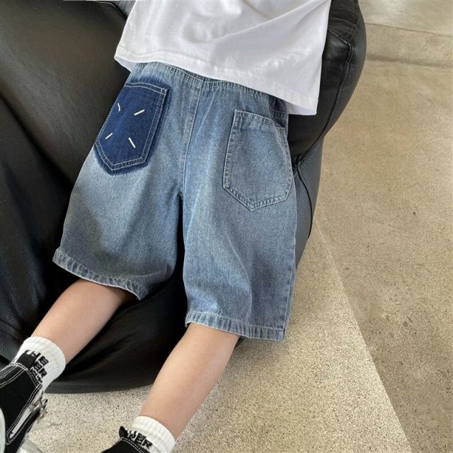 13692785.海妈家男童复古水洗牛仔中裤2026新款夏装儿童休闲五分裤短裤夏季牛仔裤