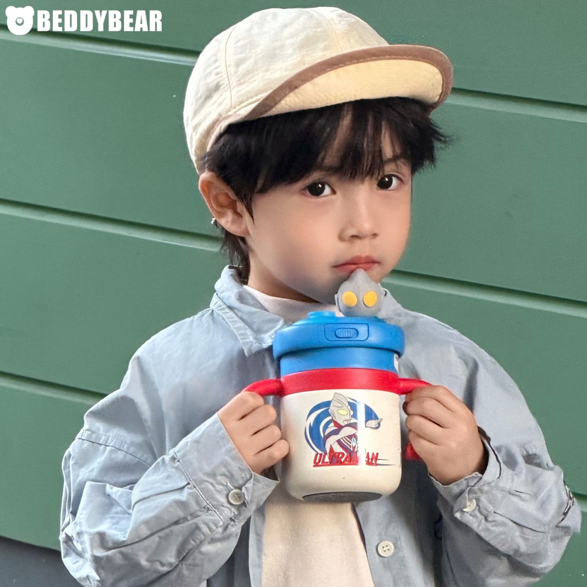 13509325.杯具熊儿童拼拼学饮保温杯婴幼儿吸管杯带手柄幼儿园宝宝316L水杯