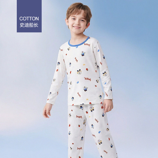 13333507.巴布豆男童纯棉睡衣春秋长袖中大童家居服夏季薄款儿童空调服男孩