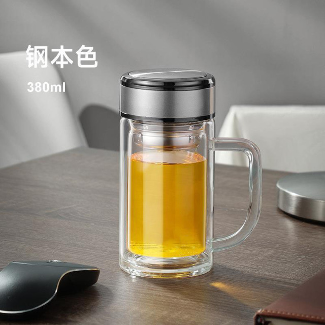 13435524.双层玻璃杯男士办公泡茶杯手工高硼硅商务水杯子