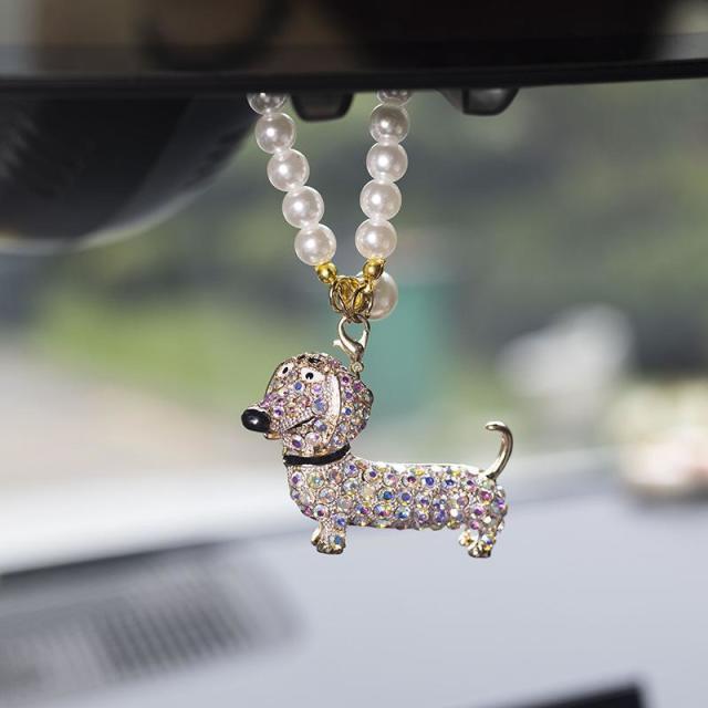 13455284.趣味香肠犬汽车后视镜挂件车内小狗挂件装饰个性丑萌挂饰装饰