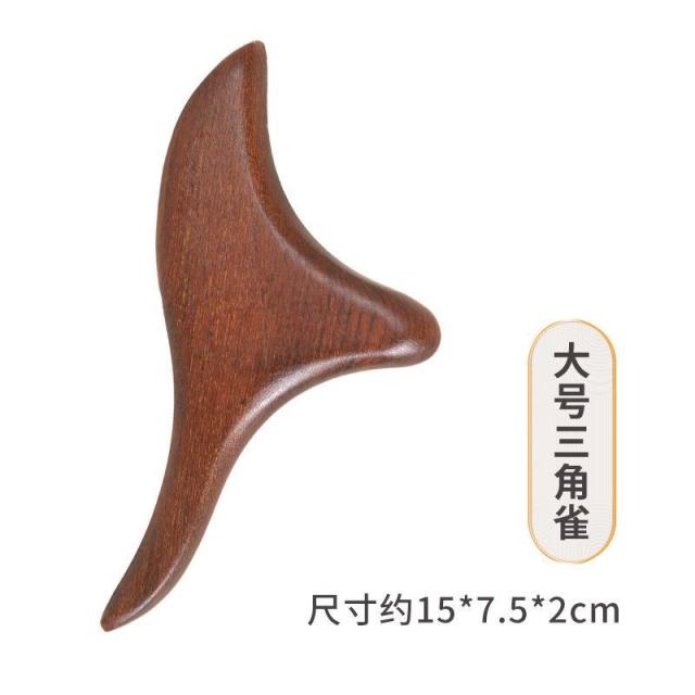 13455669.金丝檀木三角雀按摩器脚底点穴棒足底肩颈刮痧经络三角雀按摩棒
