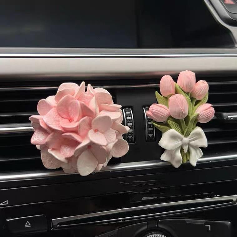 13457548.车载香氛 郁金香绣球花车载香薰感出风口花朵扩香石车内饰品汽车摆件女