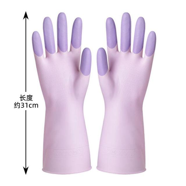 13455881.【5件装 】家用橡胶手套洗碗厨房女用洁加厚耐用刷碗洗衣服炫彩乳胶家务手套