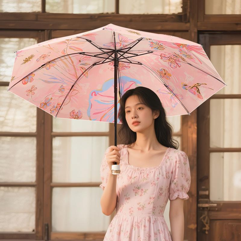 13458349.高颜值油画系雨伞女晴雨两用太阳伞防晒遮阳防紫外线