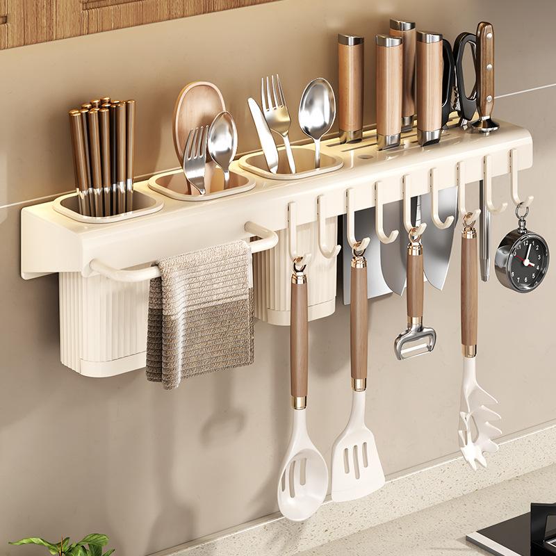 13454638.免打孔置物架筷笼筷子筒壁挂式厨房置物架多功能