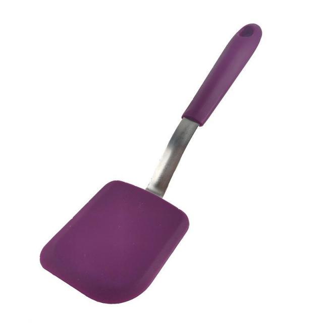 13453963.厨房用具不锈钢柄硅胶煎铲厨房用品炒菜煎锅铲迷你烹饪铲子硅胶铲