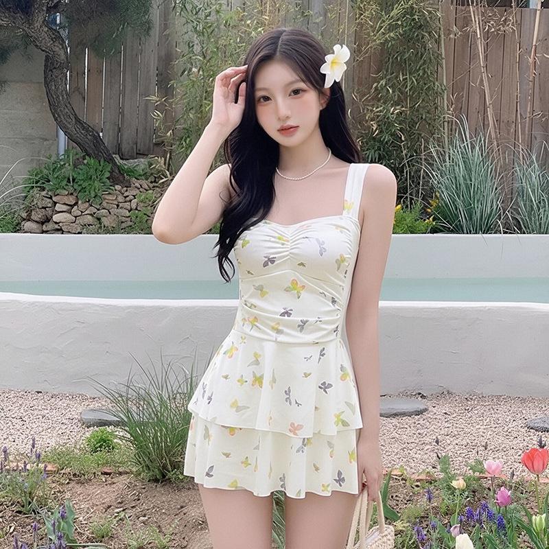 13463822.泳衣连体裙式遮肚显瘦蝴蝶少女温泉泳装