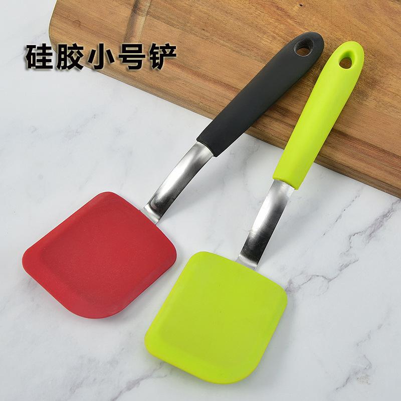13453963.厨房用具不锈钢柄硅胶煎铲厨房用品炒菜煎锅铲迷你烹饪铲子硅胶铲