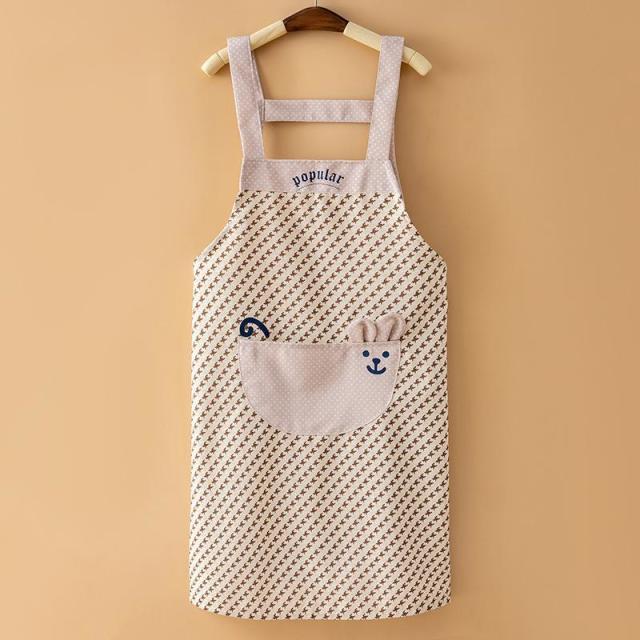 13456200.韩版格子背带围裙家用厨房做饭防油围腰女士防污透气工作服
