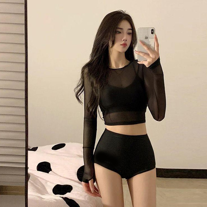 13467133.游泳衣女分体比基尼三件套性感泳衣长袖防晒罩衫泳装