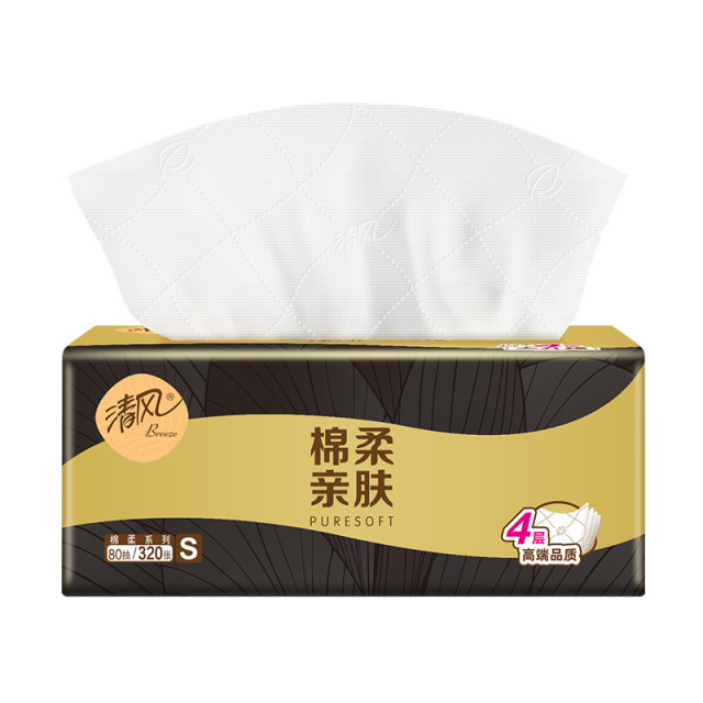 13354019.清风原木抽纸320张4层加厚24包餐巾纸亲肤面巾纸不掉屑卫生纸巾
